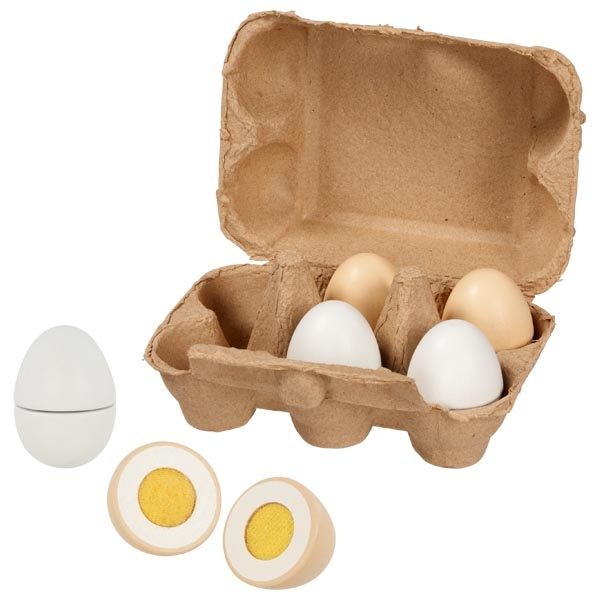 Goki Wooden Eggs with Velcro in an Egg Box