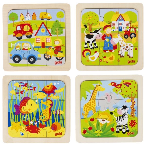 Goki Wooden Inlay Puzzle — Farm & Sea Life