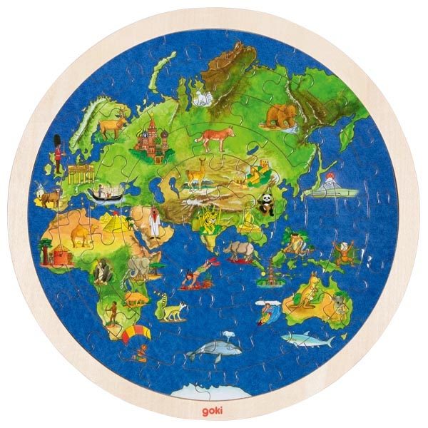 Goki Inlay Puzzle, Globe, 57 Pieces