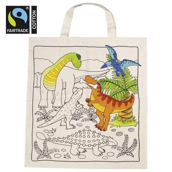 Goki Cotton Bag, Dinosaur, to Paint