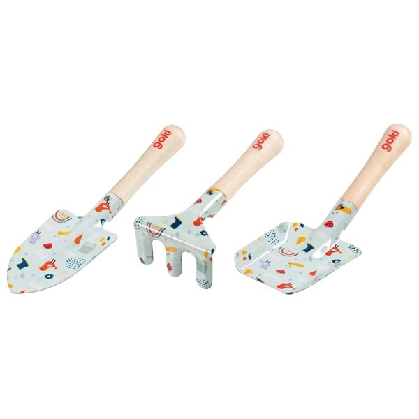Children's garden tools set with shovels and rake