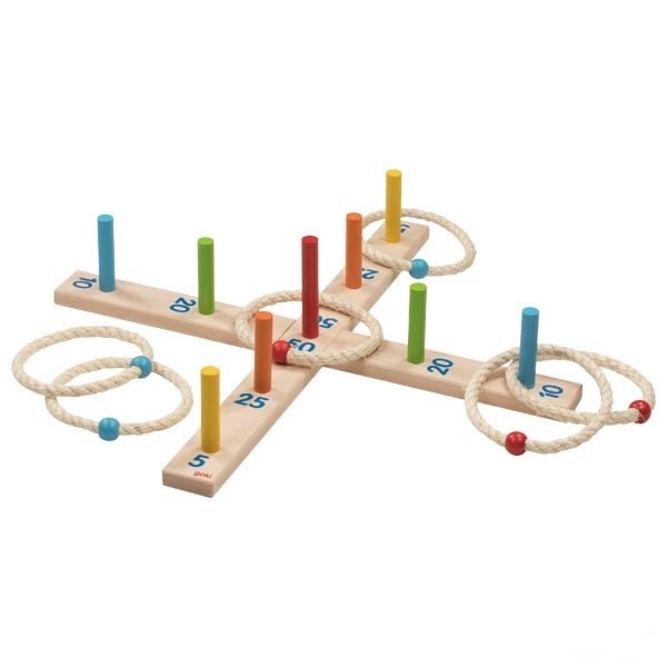 Hoopla ring toss game with sisal rings