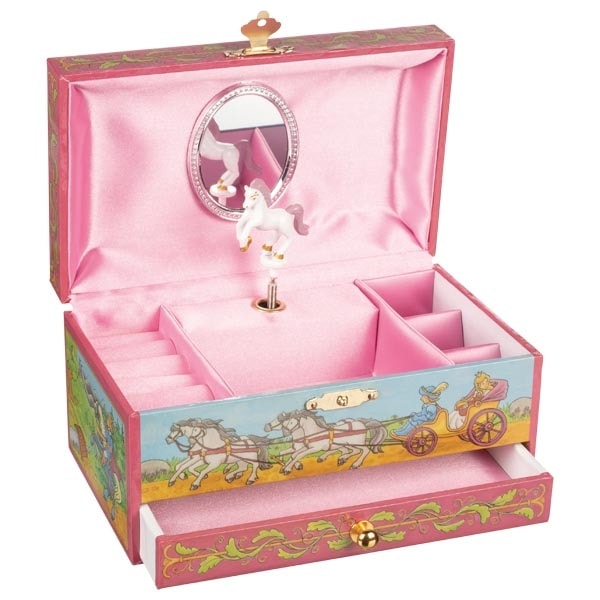Horse-shaped music box with drawer