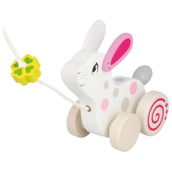 Wooden pull-along rabbit toy