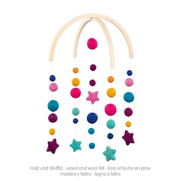 Felt wool star crib mobile