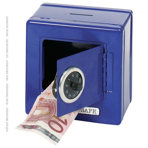 Goki Money Box, Metal Safe with Combination Lock, Blue