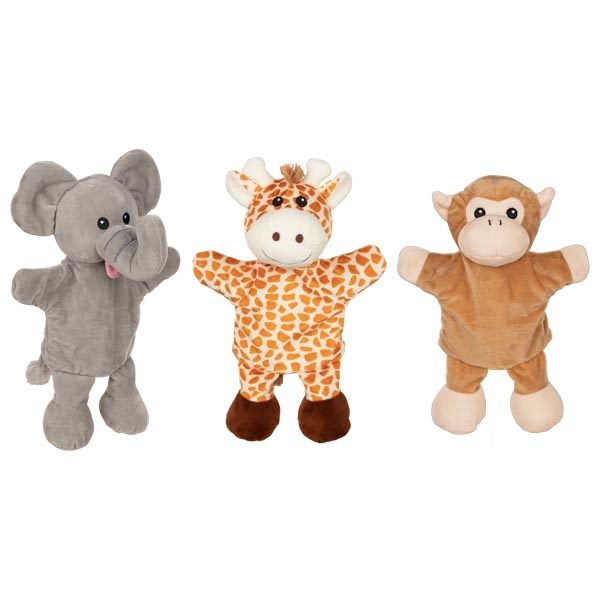 Goki Hand Puppets, Giraffe, Monkey and Elephant, with Legs