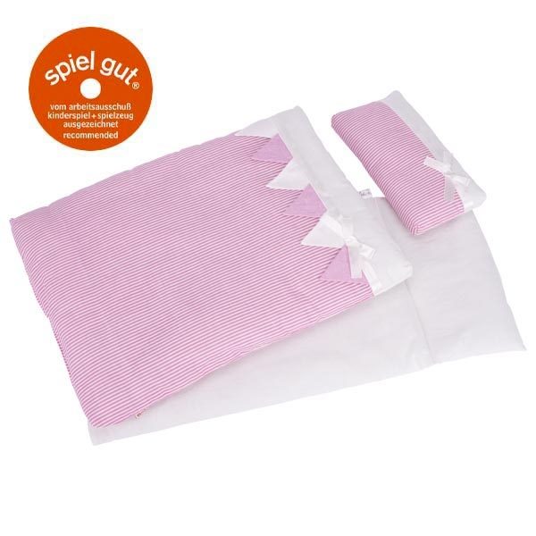 Goki Doll's Bedding Set, Pink Stripes