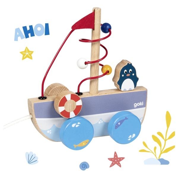 Goki Pull-Along Ship Ahoy with Bead Maze
