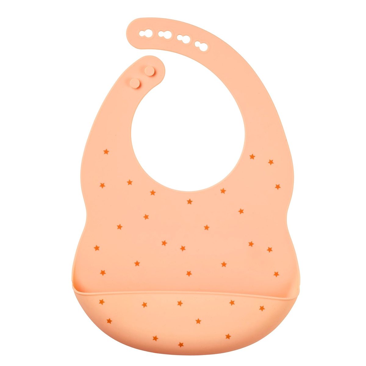Nattou Silicone Bib with Drip Tray, Peach Pattern