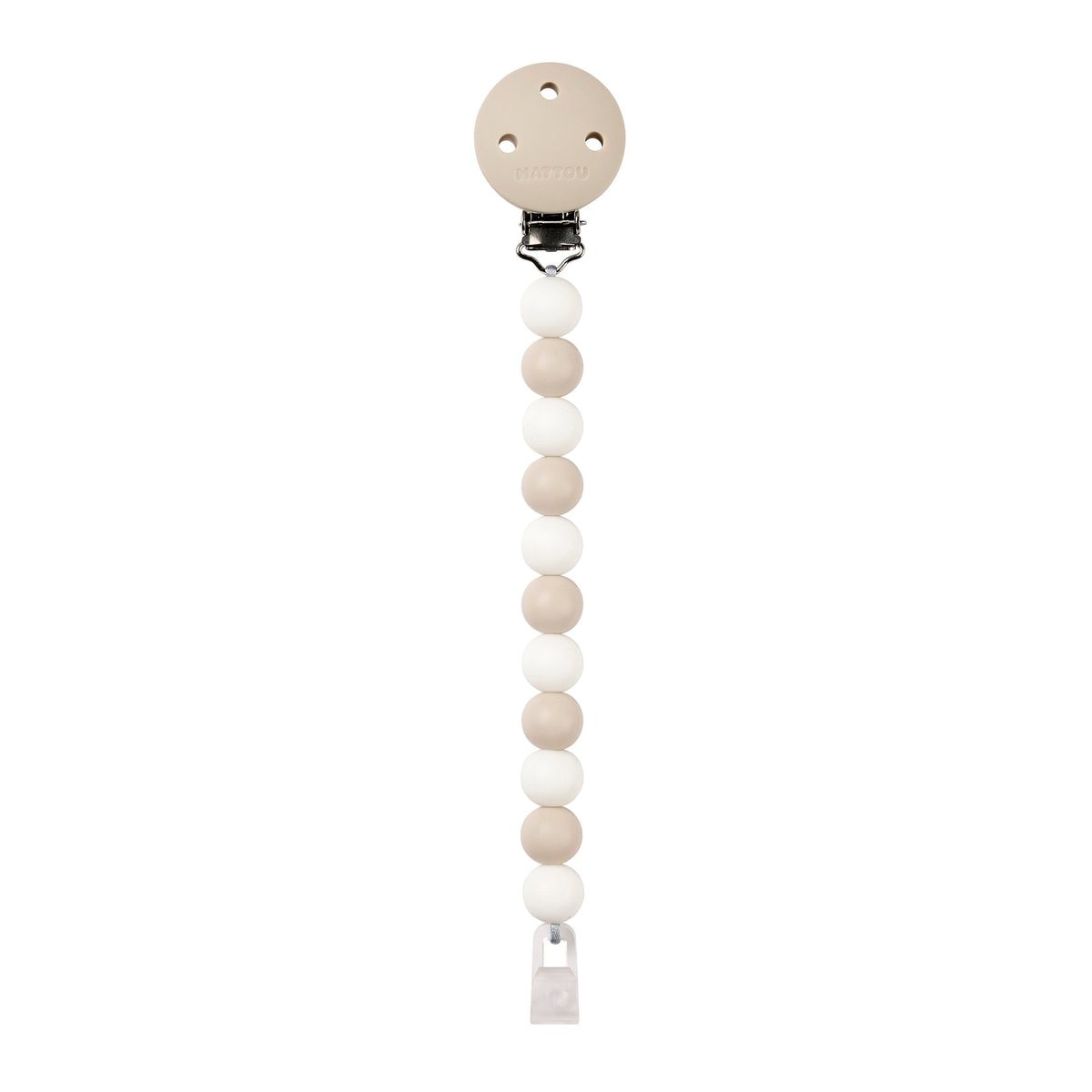 Nattou Silicone Pacifier Clip, Clay & White