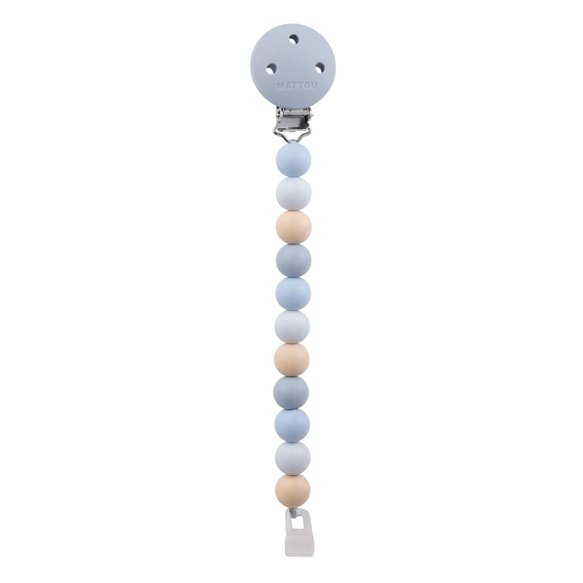 Nattou Silicone Pacifier Clip, Multi Blue