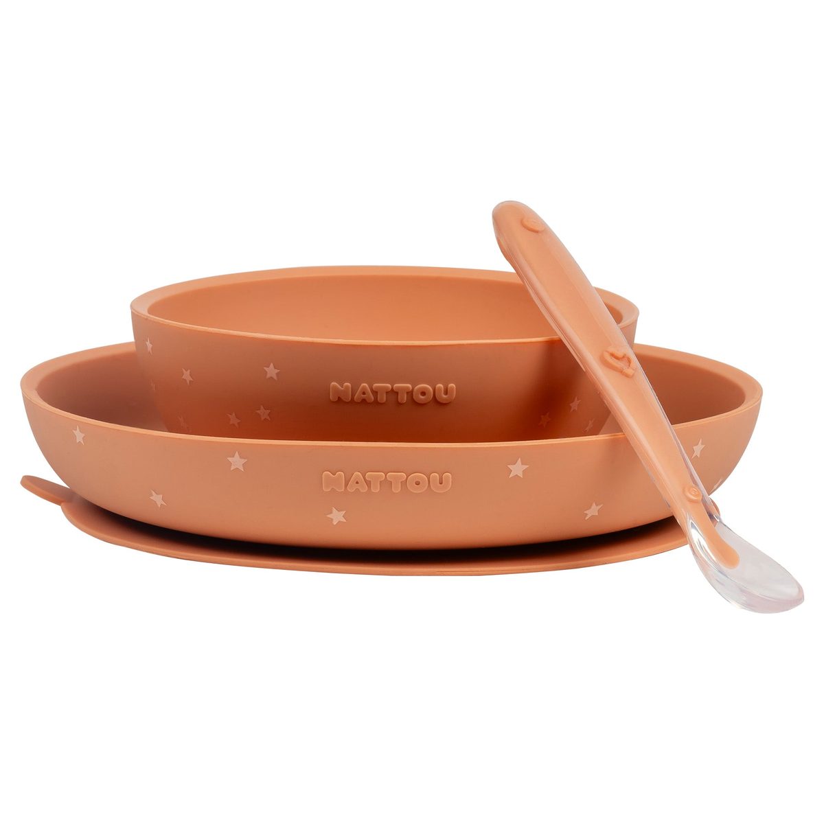 Nattou Silicone Tableware Set, 3 Pieces, Terracotta Pattern