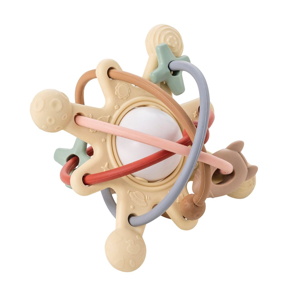 Nattou Galaxy Silicone Teether with Rattle, Beige