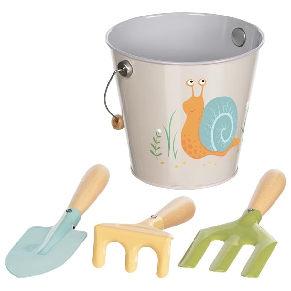 Garden tools bucket with snail design