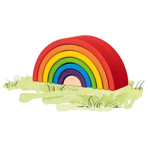 Rainbow-toned maple wood building blocks