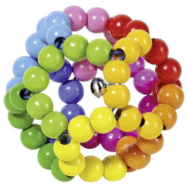 Elastic wooden touch ring, rainbow ball shape