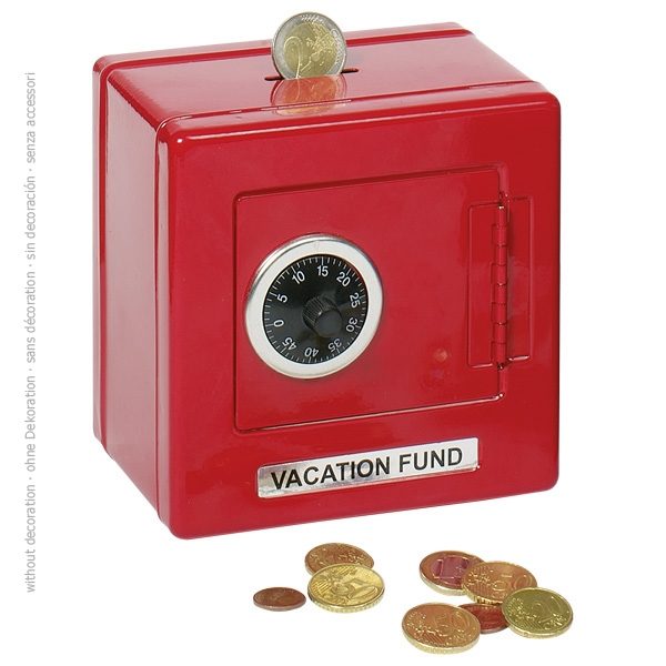 Goki Money Box, Metal Safe with Combination Lock, Red