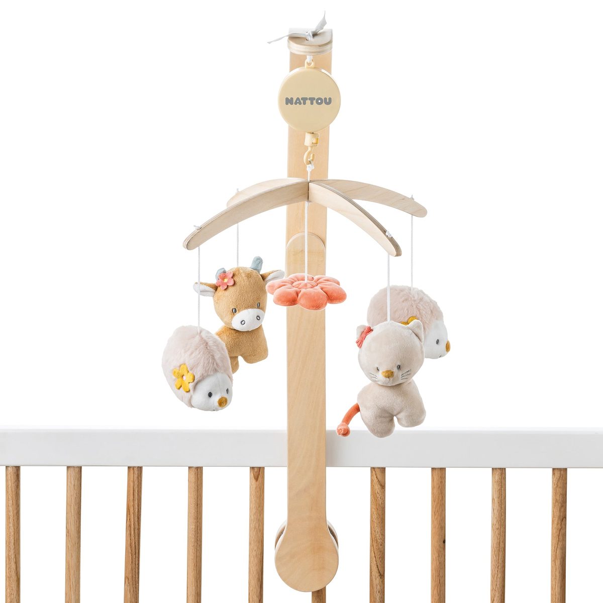 Nattou Wooden Cot Mobile, Mila, Zoe & Lana
