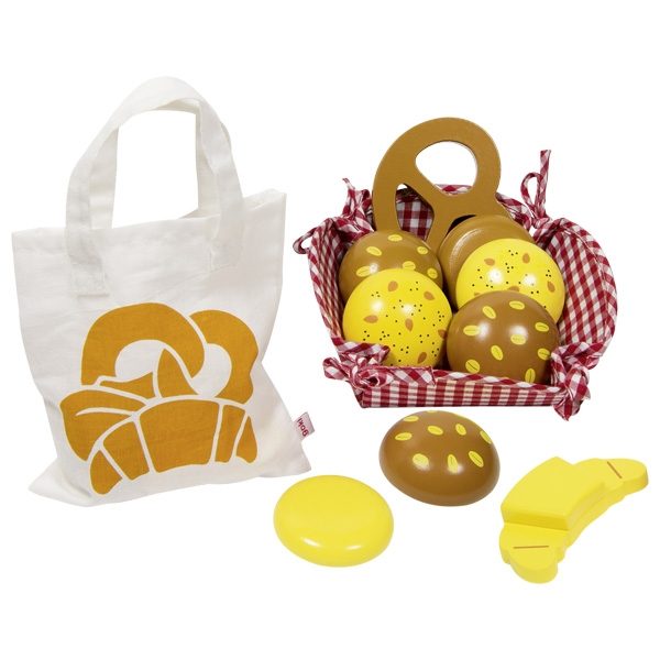 Goki Toy Shop Miniatures, Bread Rolls with Cotton Bag