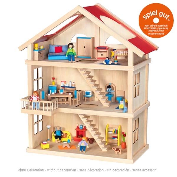 Goki Three-Storey Wooden Doll's House