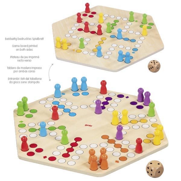 Goki Ludo for up to 6 Players, Double-Sided