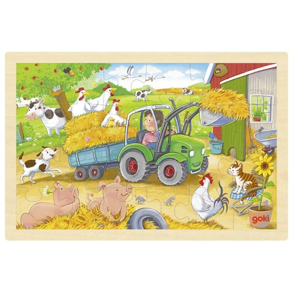 Goki Inlay Puzzle, Small Tractor