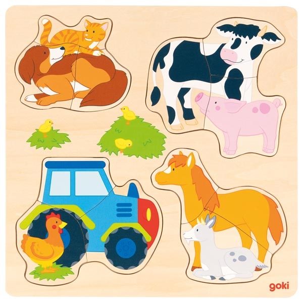 Goki Inlay Puzzle, Farm Animals