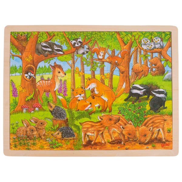 Goki Inlay Puzzle, Baby Animals in the Forest