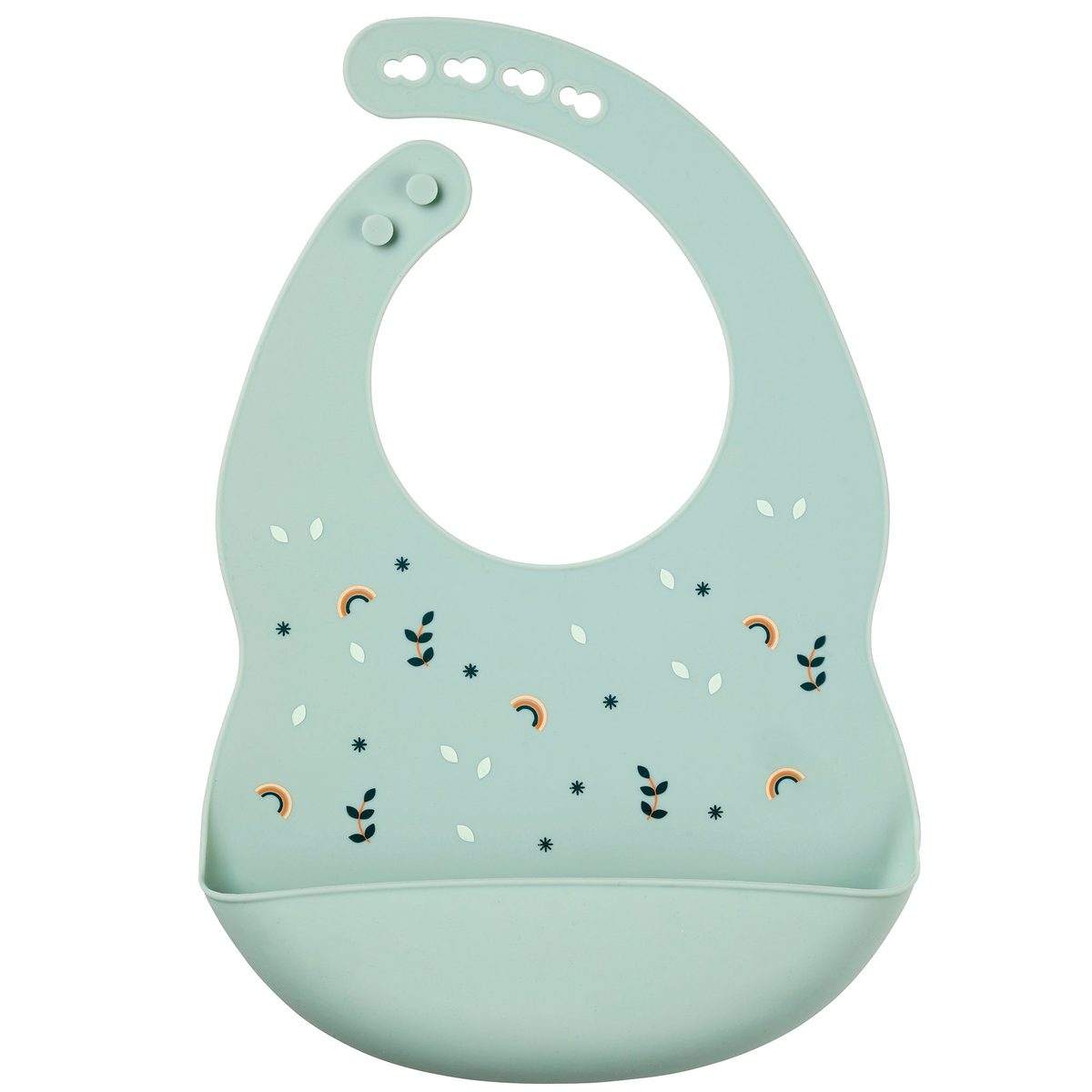 Nattou Silicone Bib with Drip Tray, Green