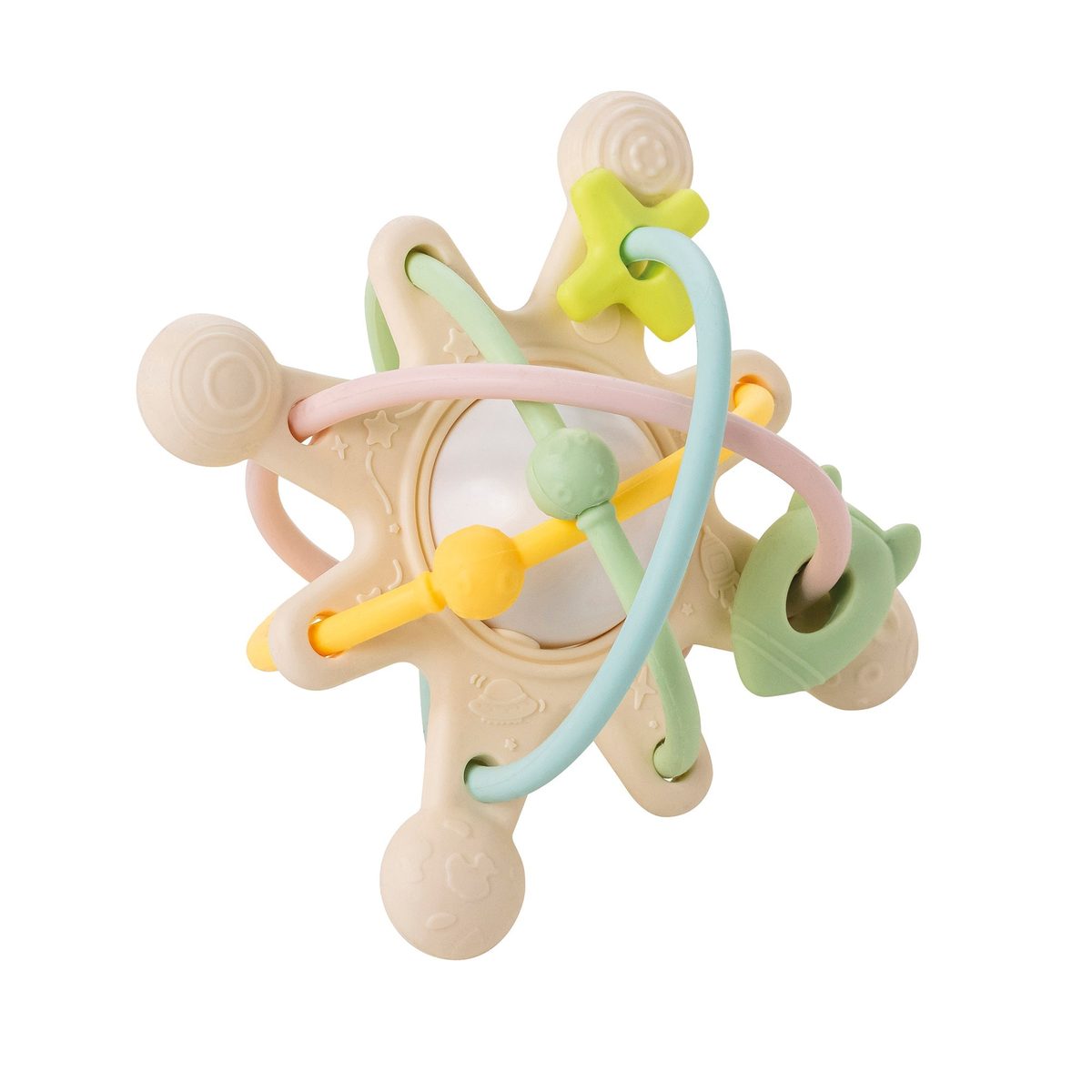 Nattou Galaxy Silicone Teether with Rattle, Pastel