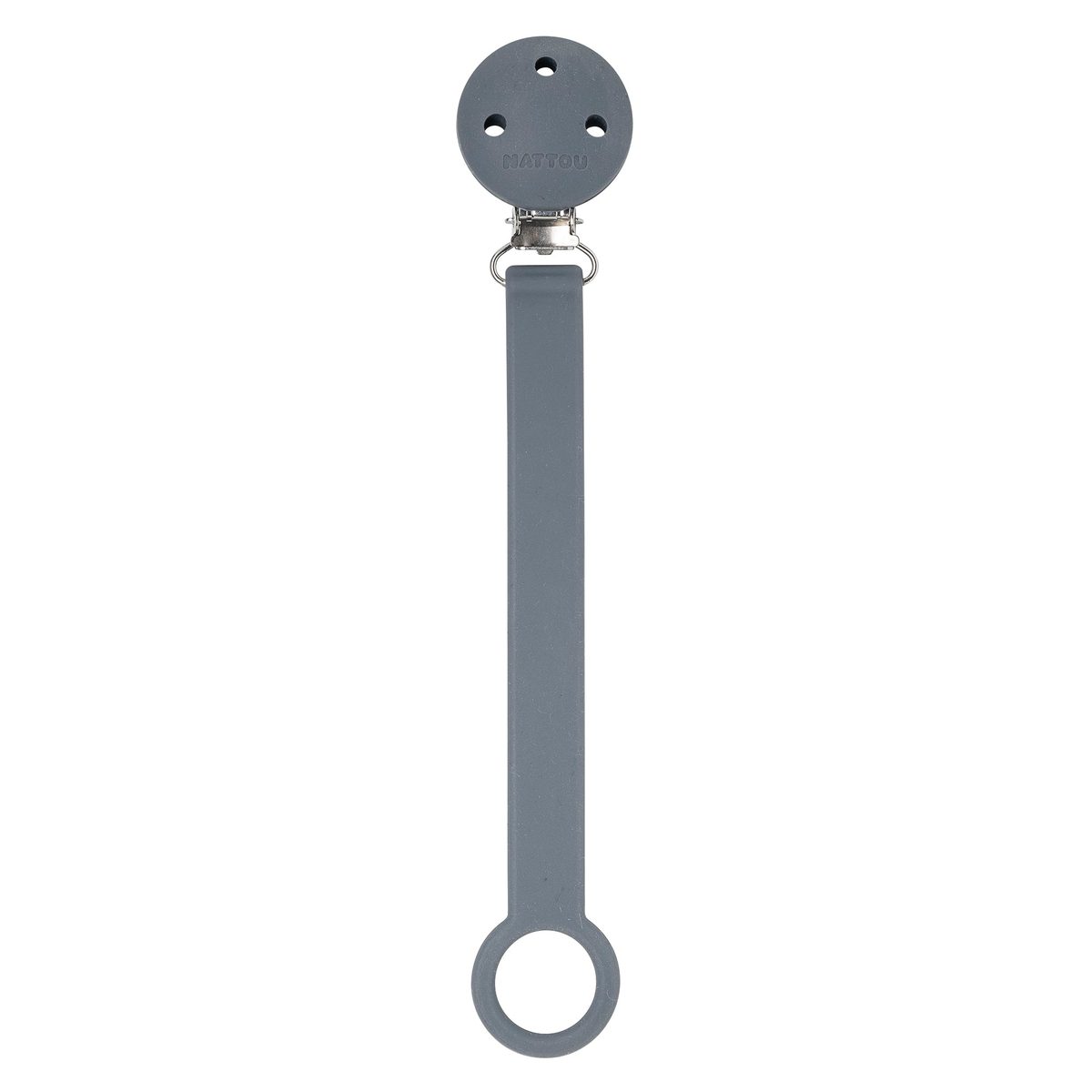 Nattou Silicone Pacifier Holder, Slate Grey