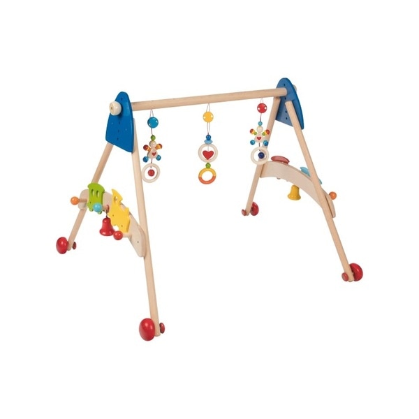 Wooden baby gym and walking train frame