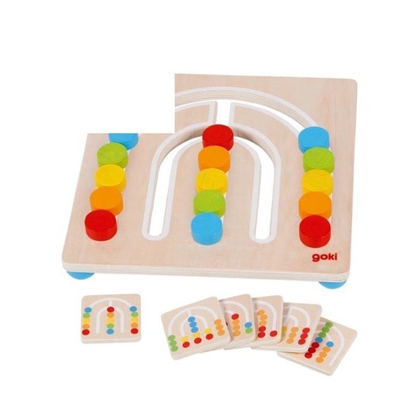 Wooden rainbow color sorting board