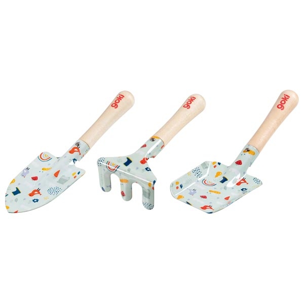Children's garden tools set with shovels and rake